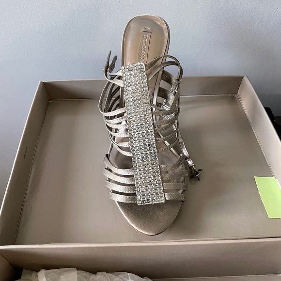 BCBG MAX AZRIA Kara Sandal - Mushroom - Satin - Picture 1 of 3